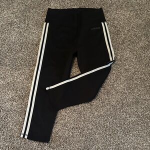 adidas Black Leggings with White Side Stripes